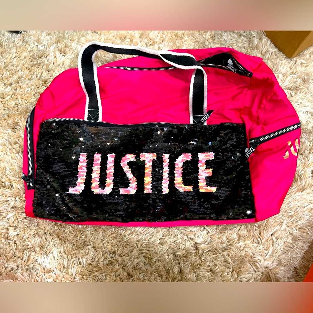 Brand new Justice Bag pink with multiple pockets
